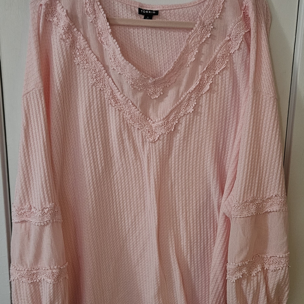 Torrid Pink Lace Trim Women Top